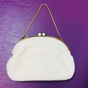 Vintage Walborg Japan Beaded White Purse Clutch